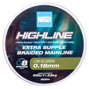 Nash splétaná šňůra highline extra supple braid green 600 m - 0,18 mm 11,3 kg