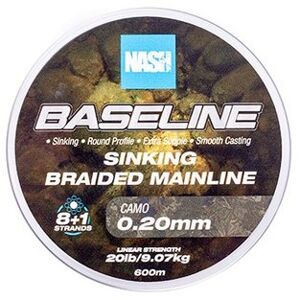 Nash splétaná šňůra baseline sinking braid camo 1200 m - 0,20 mm 9,07 kg