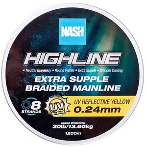 Nash splétaná šňůra highline extra supple braid uv yellow 1200 m - 0,24 mm 13,6 kg