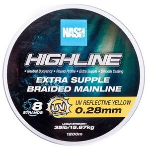 Nash splétaná šňůra highline extra supple braid uv yellow 600 m - 0,28 mm 15,87 kg