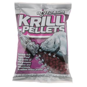 Bait-tech pelety pre-drilled krill 14 mm 900 g