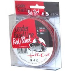 Hell-Cat Návazcová Šňůra Leader Braid Line Red Black 20 m-Průměr 1,55 mm / Nosnost 150 kg