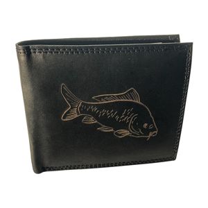 Kožená rybářská peněženka kapr černá