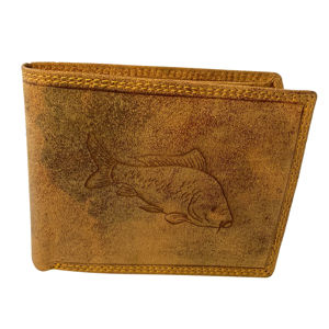 Kožená rybářská peněženka kapr - světle hnědá