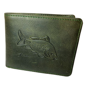 Kožená rybářská peněženka kapr - tmavě zelená