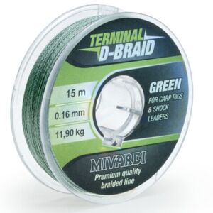 Mivardi pletená šňůra terminal d-braid green 0,26 mm 15 m