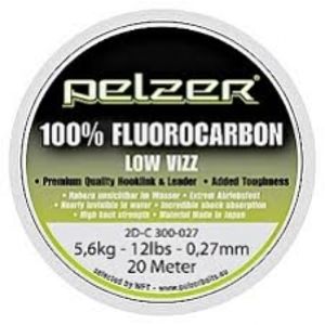 Pelzer - Návazcový vlasec  Fluorocarbon 20 m crystal-Průměr 0,42 mm / Nosnost 24 lb / 11 kg