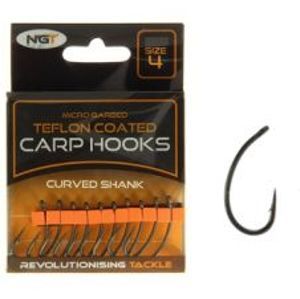 NGT Háčky Teflon Hooks Curved Shank 10 ks-Velikost 4
