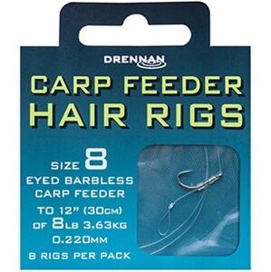Drennan návazec carp feeder hair rigs barbless - nosnost 5 lb velikost 16