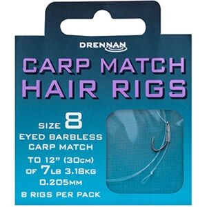 Drennan návazec carp match hair rigs barbless - nosnost 6 lb velikost 10