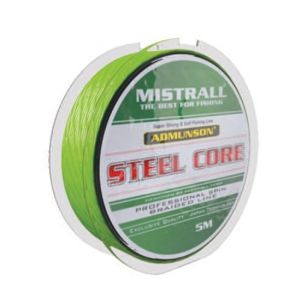 Mistrall pletená šňůra s ocelovým jádrem admuson steel core 5 m - 0,12 mm 15,6 kg