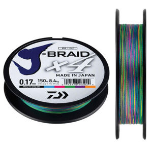 Daiwa splétaná šňůra j-braid multi color 300 m-průměr 0,18 mm / nosnost 12 kg