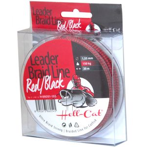 Hell-cat návazcová šňůra leader braid line red black 20 m-průměr 0,90 mm / nosnost 75 kg
