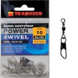 Trabucco Obratlík s Karabinou Barbel Safety Snap 12 ks-Velikost 6