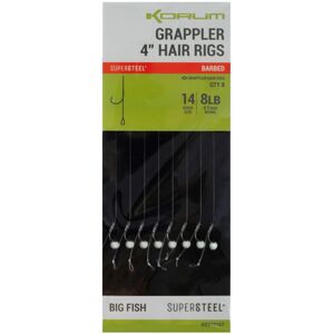 Korum návazec grappler 4” hair rigs barbless 10 cm - velikost háčku 14 průměr 0,23 mm nosnost 8 lb